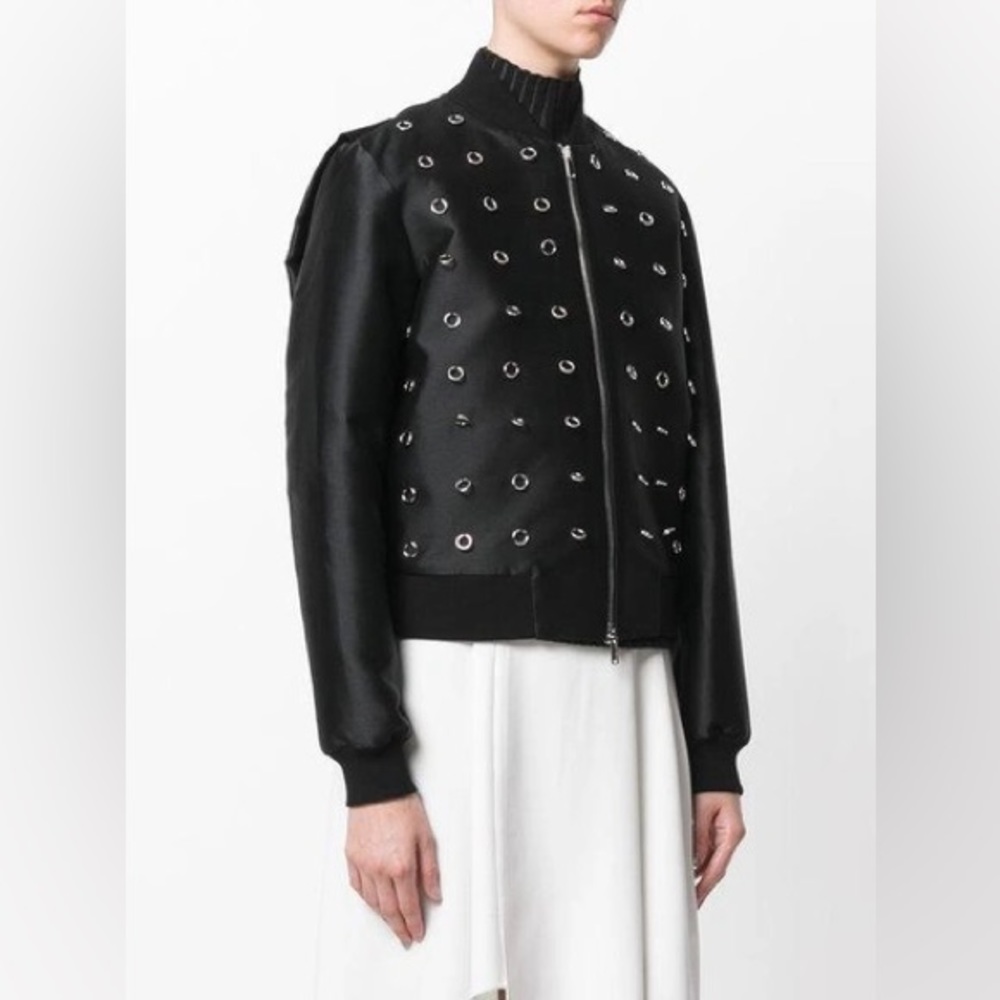 Like New - Stella McCartney ‘ELGIN' RING EMBELLISHED BOMBER JACKET IN BLACK 42 M